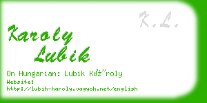 karoly lubik business card